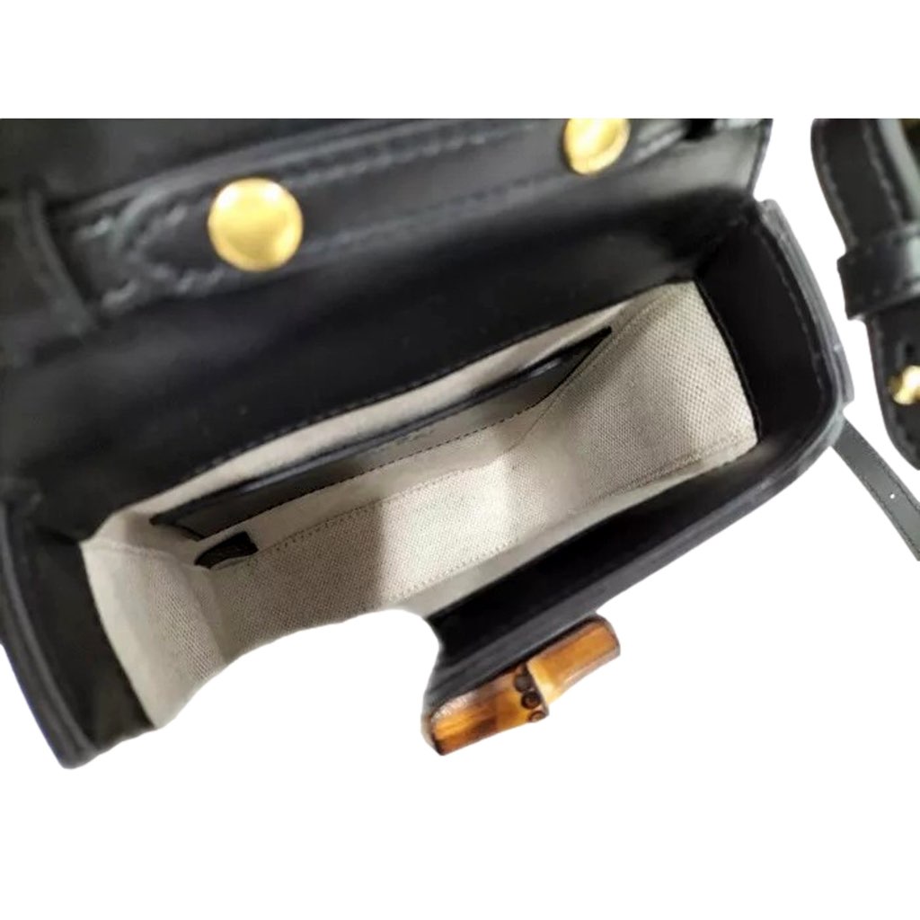 Gucci Gucci Bamboo Mini Handbag Top Handle Bag in Black Leather - Image 11