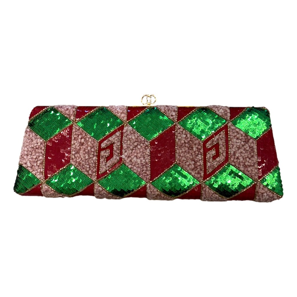 Gucci Gucci Broadway Embellished Sequins and Crystals Red Green Pink Chain Shoulder Bag Clutch