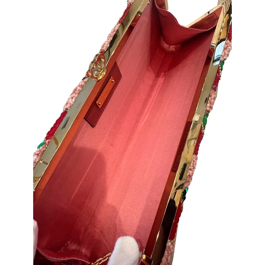 Gucci Gucci Broadway Embellished Sequins and Crystals Red Green Pink Chain Shoulder Bag Clutch - Image 10