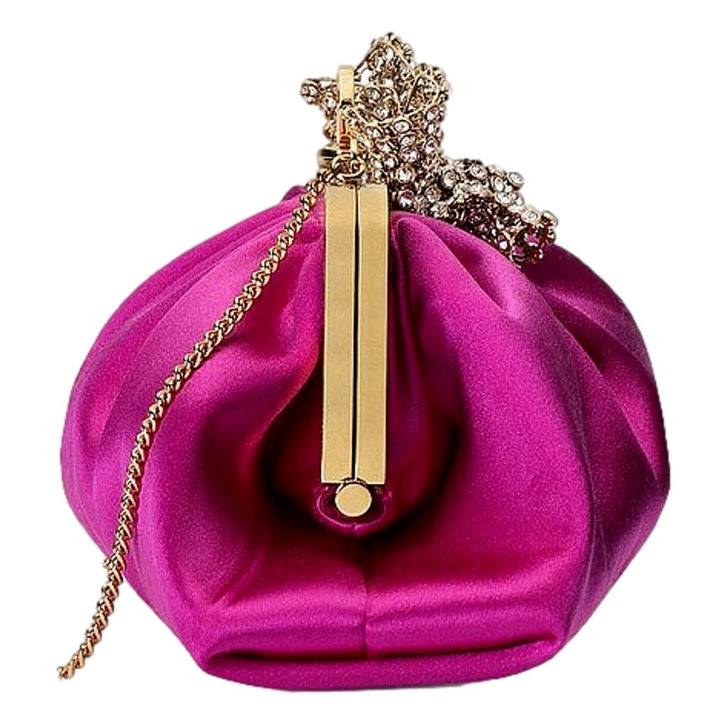 Gucci Gucci Broadway Fuchsia Satin Crystal Bow Clutch Chain Shoulder Bag - Image 10