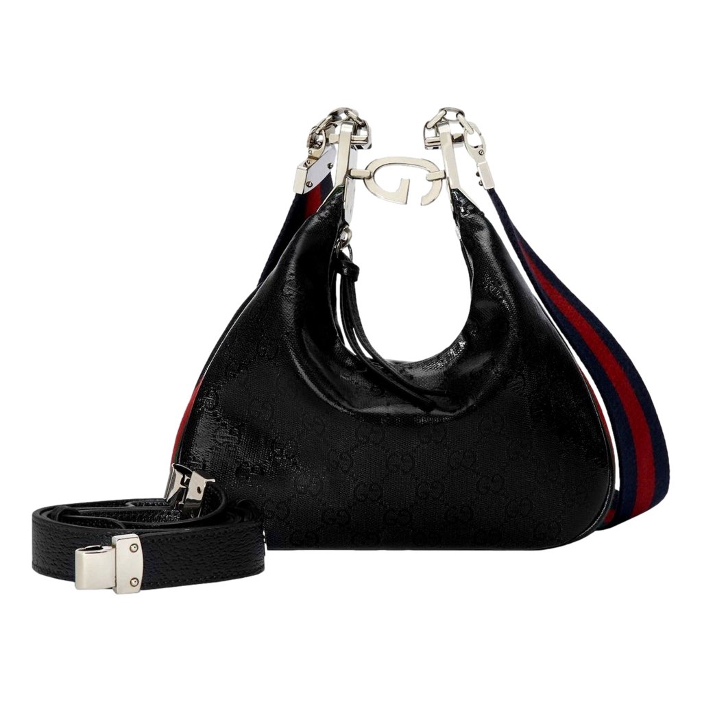 Gucci Gucci Attache Web Stripe Small Shoulder Bag Black Leather - 4