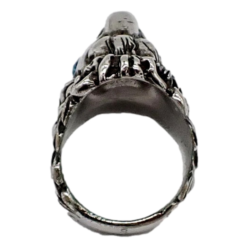 Gucci Gucci Lion Head Motif Silver Ring Crystal Size 10 - Back view