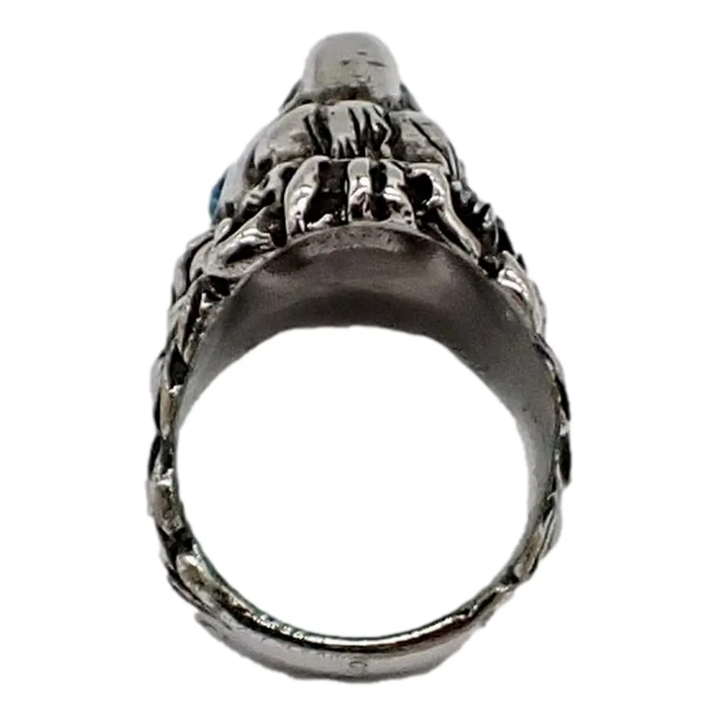 Gucci Lion Head Motif Silver Ring Crystal Size 10 Silver Never worn, with tag - Back View