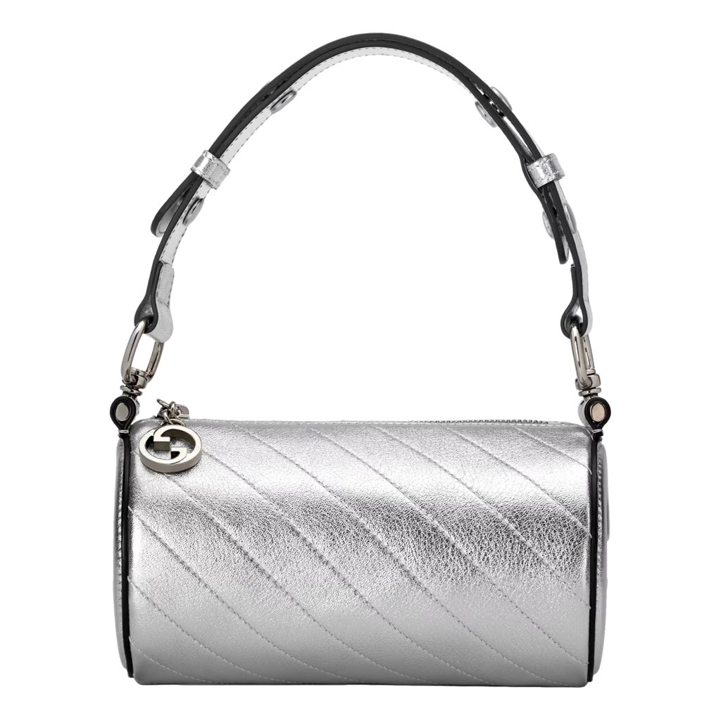 Gucci Gucci Blondie Mini Shoulder Bag in Metallic Silver Leather - Back view