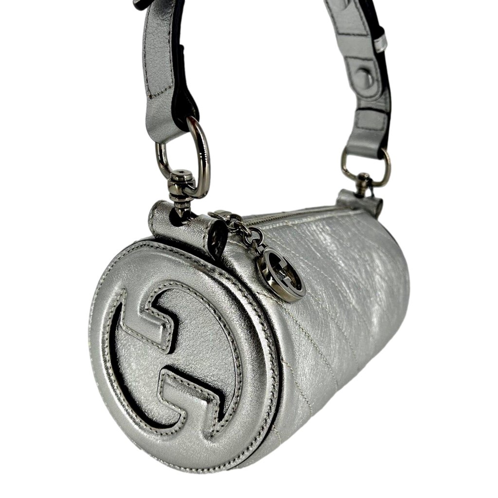 Gucci Gucci Blondie Mini Shoulder Bag in Metallic Silver Leather - Side view