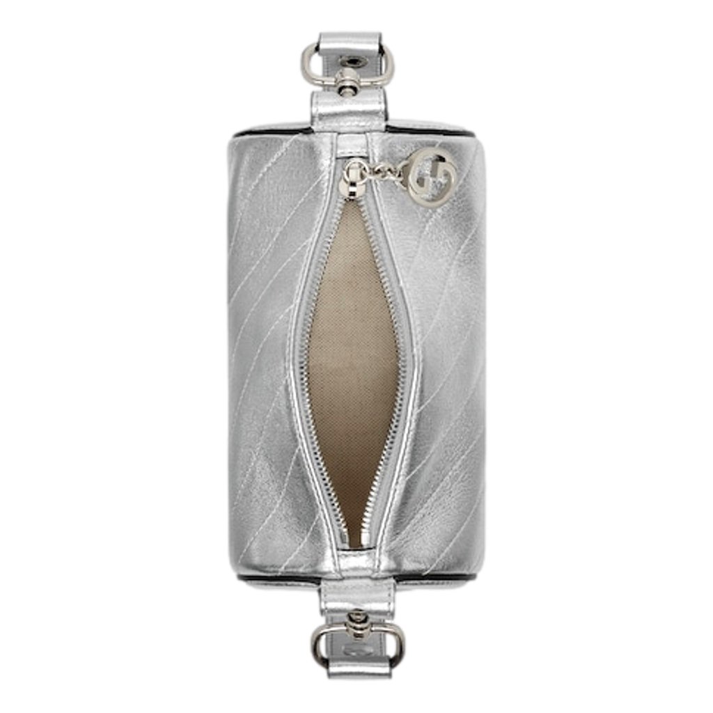 Gucci Gucci Blondie Mini Shoulder Bag in Metallic Silver Leather - Detail 2