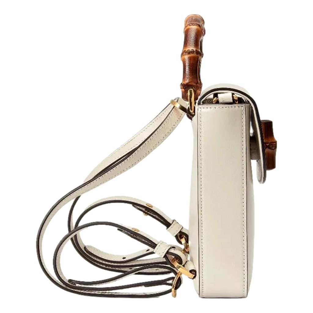 Gucci Gucci Bamboo Mini Handbag Top Handle Bag in Cream Leather - Side view
