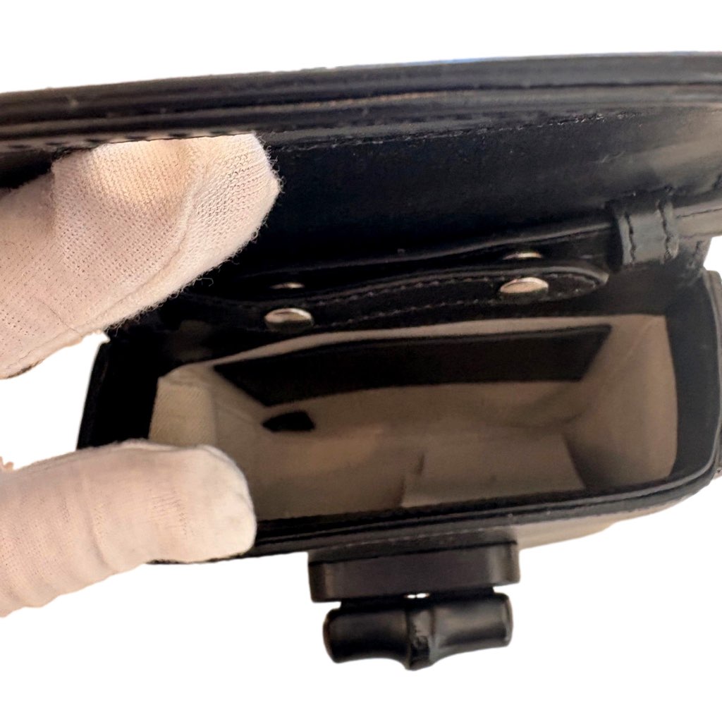 Gucci Gucci Bamboo 1947 Mini Handbag Top Handle Bag in Black Leather - Side view