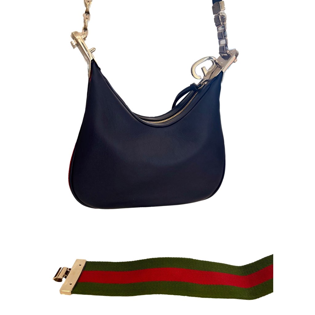 Gucci Gucci Attach√© Small Shoulder Bag Navy Leather - Detail 1