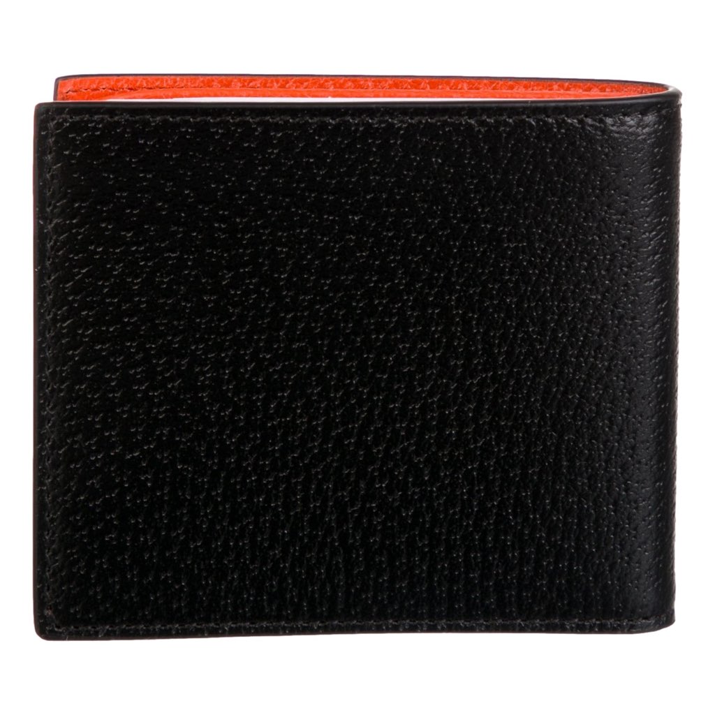 Gucci Gucci G Detail Leather Bifold Wallet Black and Orange - Back view