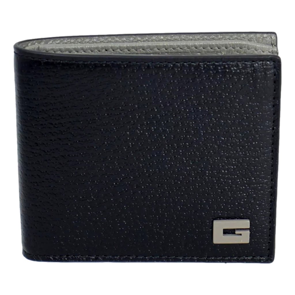 Gucci Gucci G Black and Grey Leather Bifold Wallet