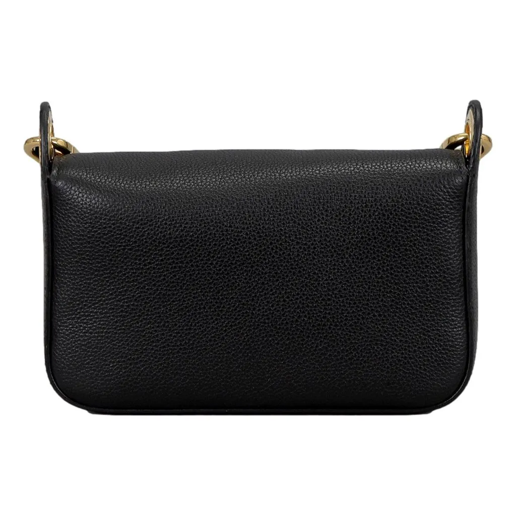 Prada Milano Black Small Leather Crossbody Bag Web Stripe Strap Black Leather Never worn, with tag - Model View