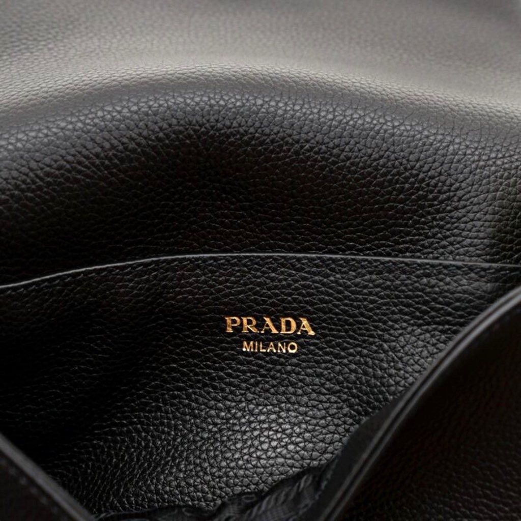 Prada Prada Milano Black Small Leather Crossbody Bag Web Stripe Strap - Image 11
