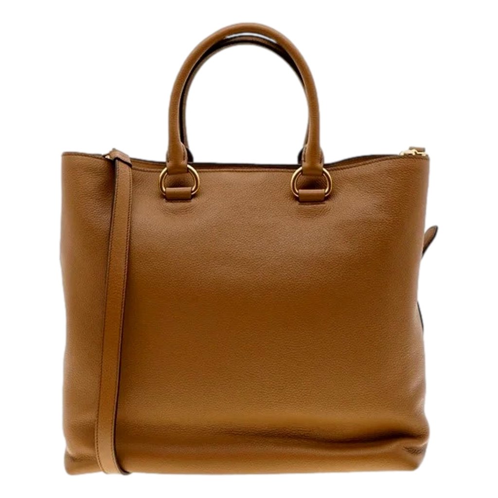 Prada Prada Vitello Phenix Caramel Brown Shopping Tote Bag - Image 6