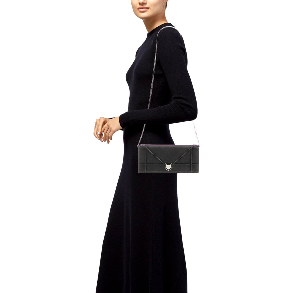 Dior Dior Black Calfskin Leather Diorama Wallet on Chain - Back view