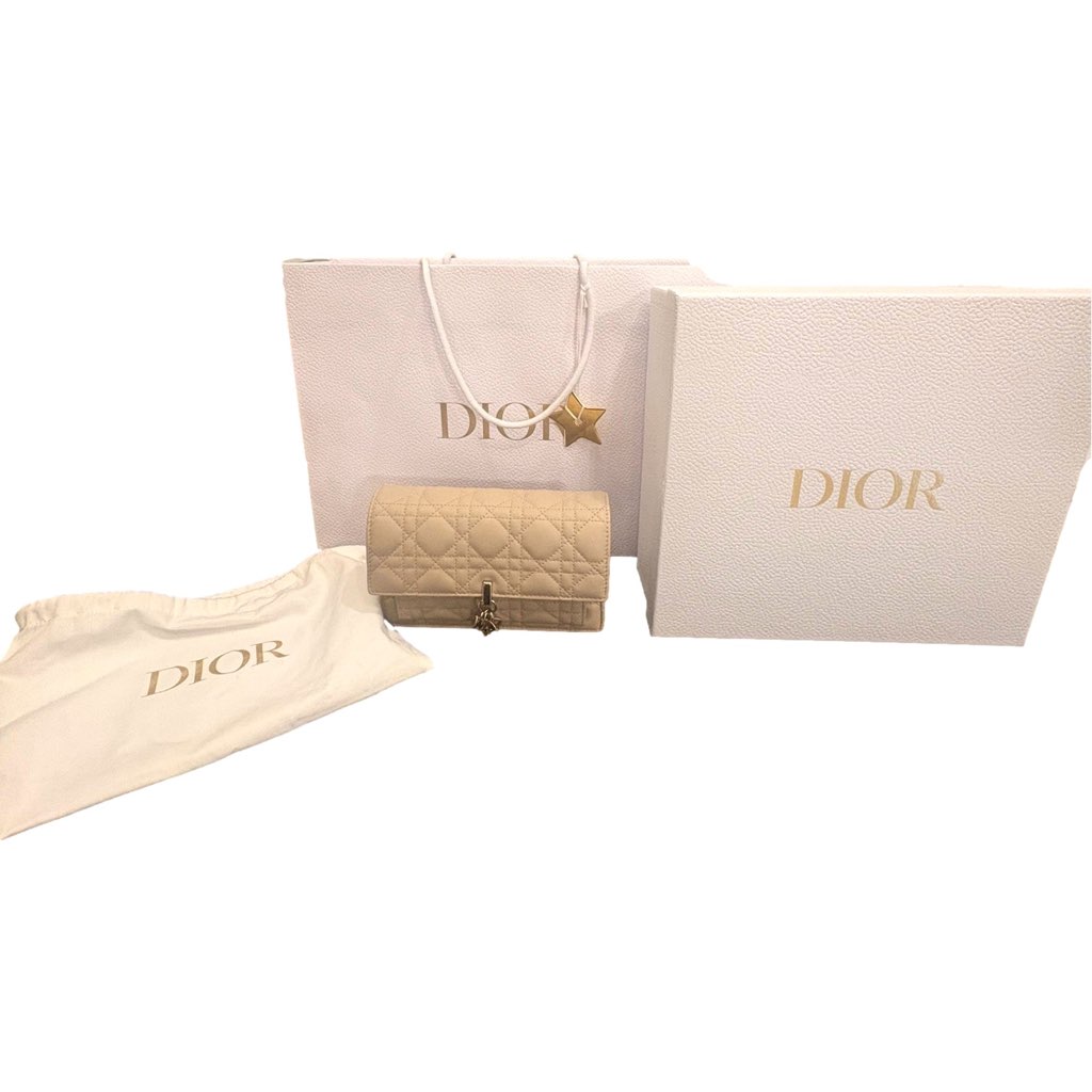 Dior My Dior Daily Pouch with Chain Powder Beige Cannage Lambskin - Image 16