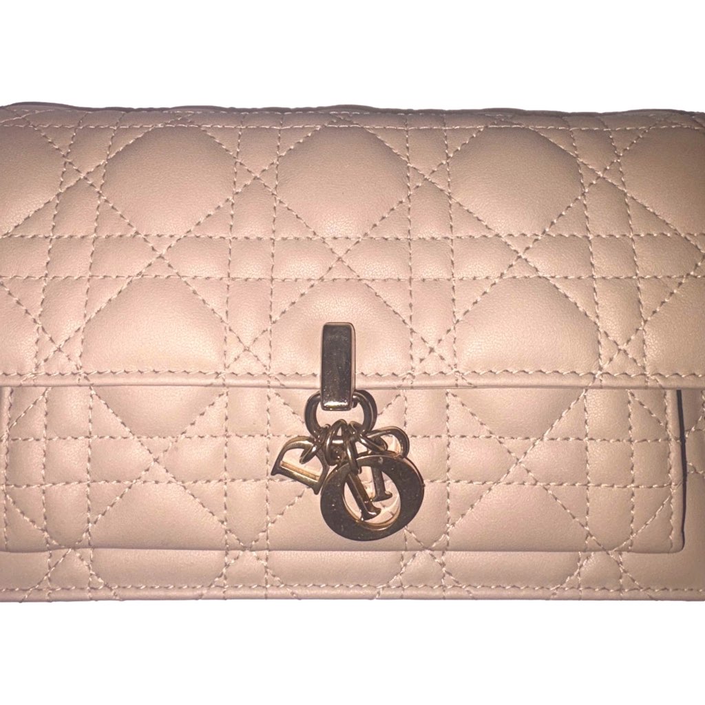 Dior My Dior Daily Pouch with Chain Powder Beige Cannage Lambskin - Detail 1
