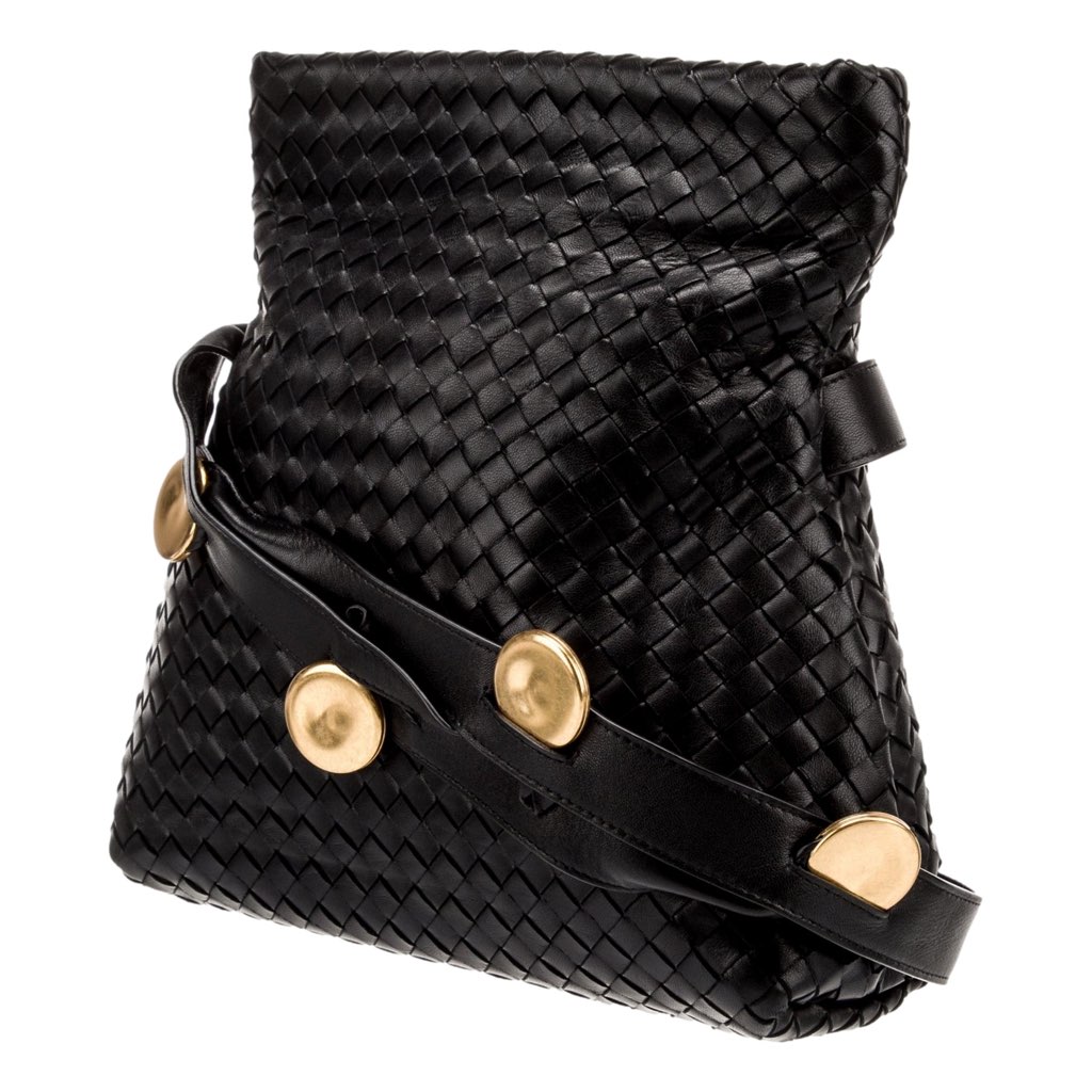 Bottega Veneta Bottega Veneta Intrecciato Olimpia Black Leather Fold Over Shoulder Bag - Back view