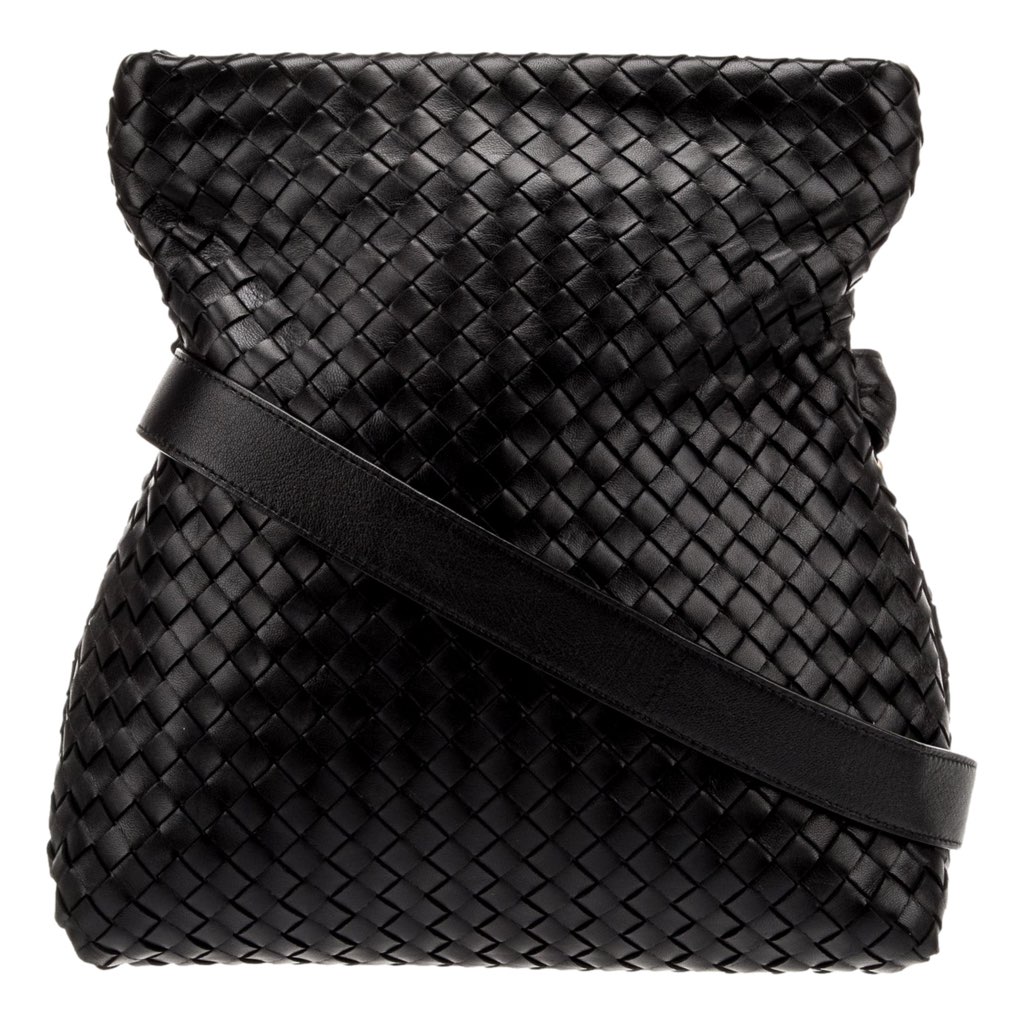 Bottega Veneta Bottega Veneta Intrecciato Olimpia Black Leather Fold Over Shoulder Bag - Image 6