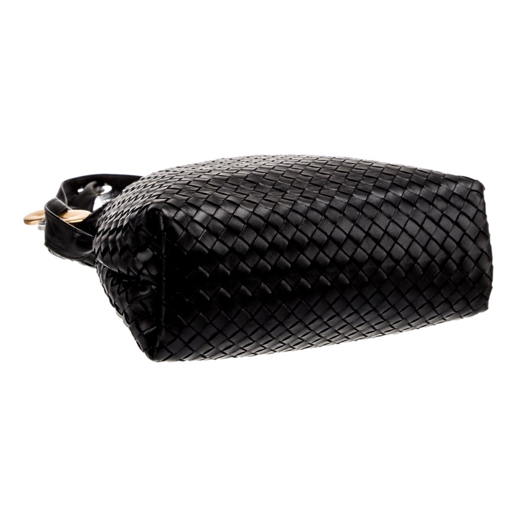 Bottega Veneta Bottega Veneta Intrecciato Olimpia Black Leather Fold Over Shoulder Bag - 4