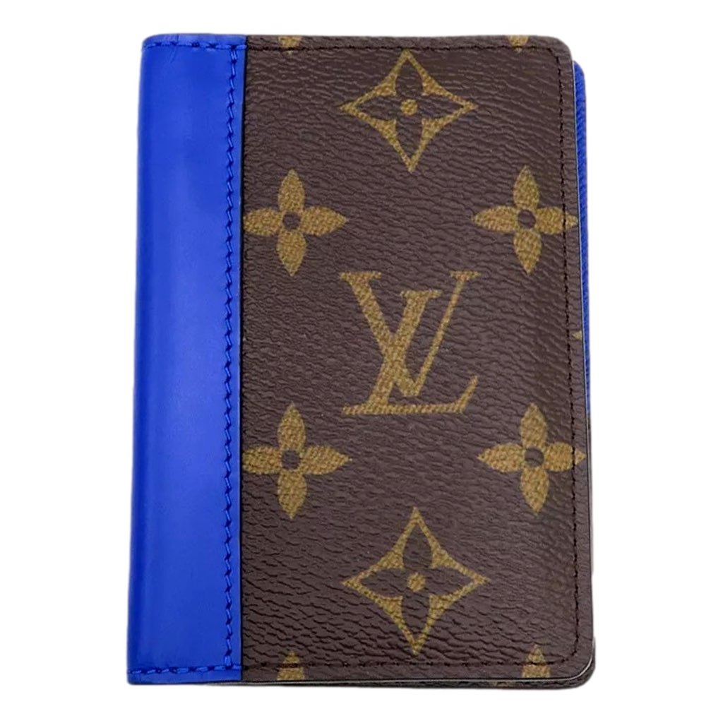 Louis Vuitton Louis Vuitton Monogram Macassar Pocket Organizer Card Case Wallet Blue Brown