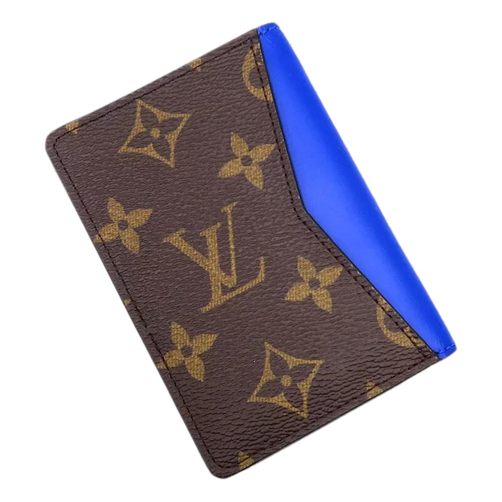 Louis Vuitton Louis Vuitton Monogram Macassar Pocket Organizer Card Case Wallet Blue Brown - Back view