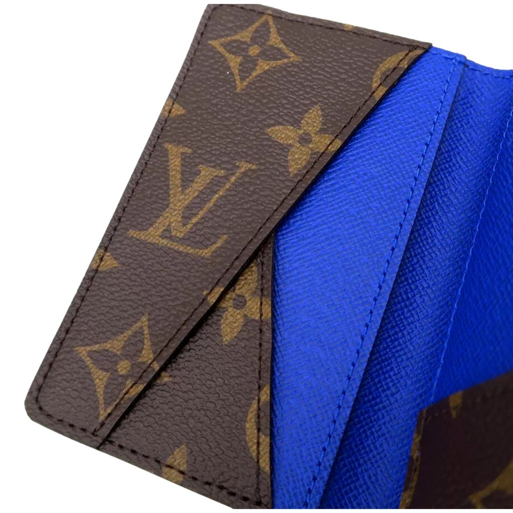 Louis Vuitton Louis Vuitton Monogram Macassar Pocket Organizer Card Case Wallet Blue Brown - Image 6