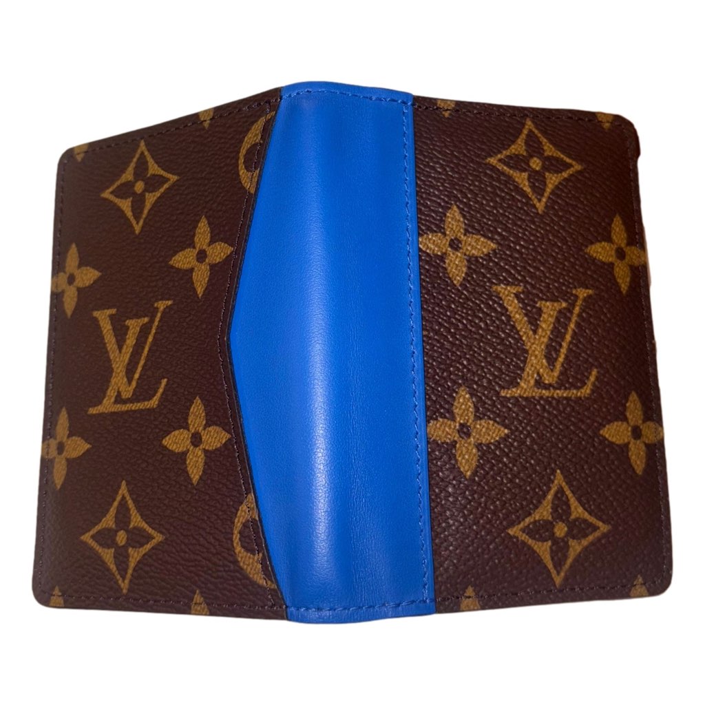 Louis Vuitton Louis Vuitton Monogram Macassar Pocket Organizer Card Case Wallet Blue Brown - Side view