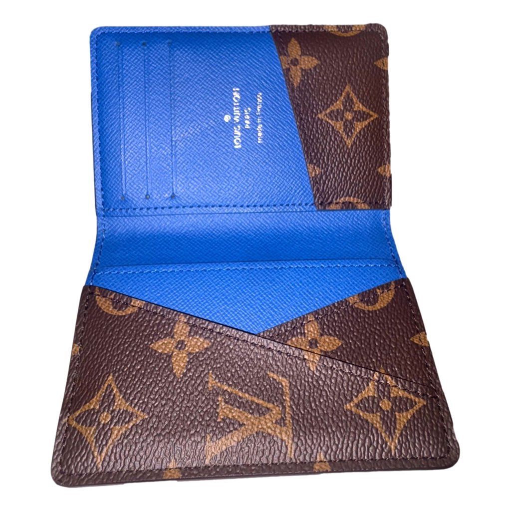 Louis Vuitton Louis Vuitton Monogram Macassar Pocket Organizer Card Case Wallet Blue Brown - Detail 1