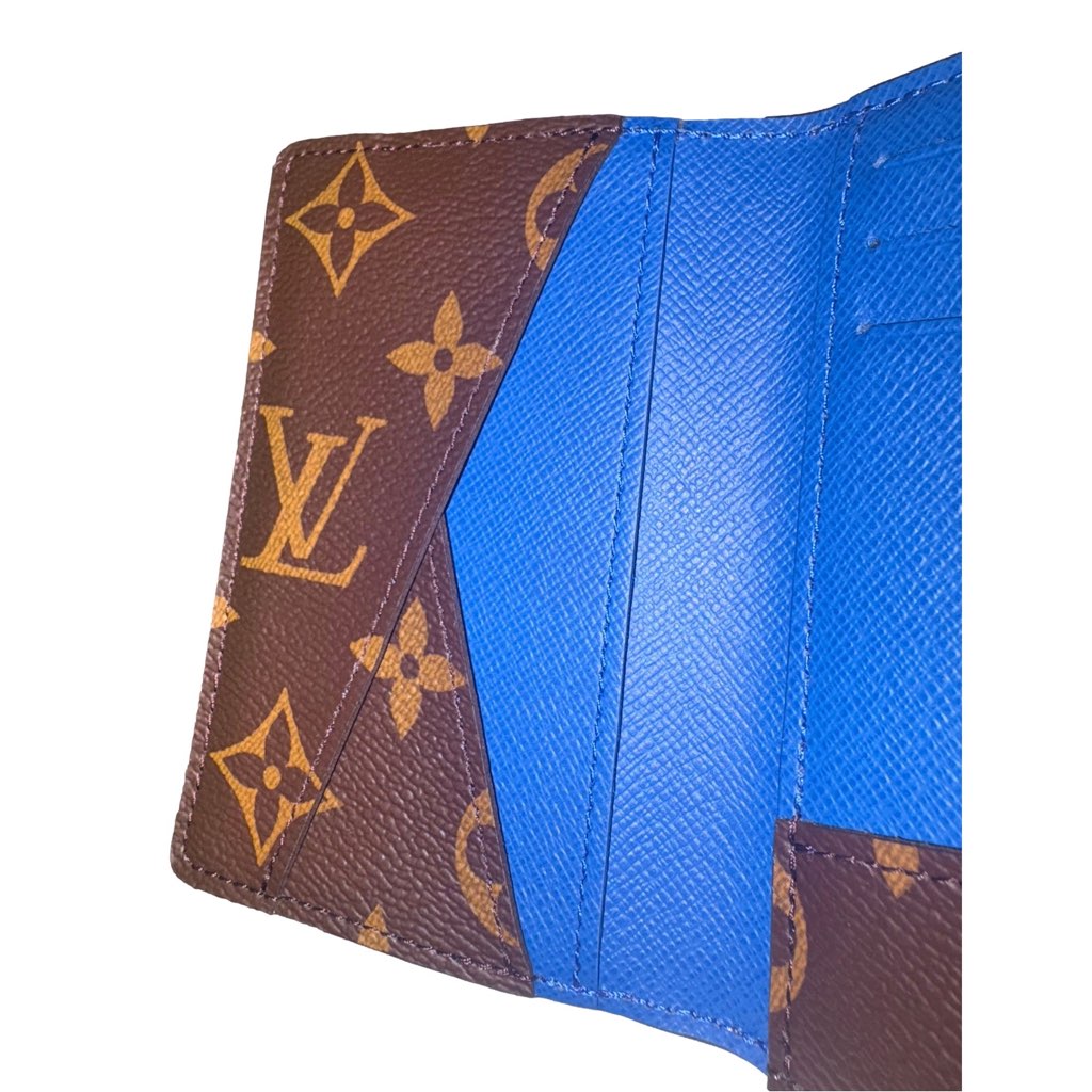 Louis Vuitton Louis Vuitton Monogram Macassar Pocket Organizer Card Case Wallet Blue Brown - Detail 2