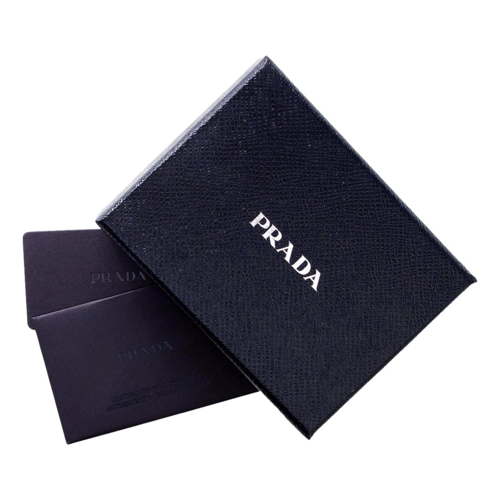 Prada Prada Nero Black Vitello Daino Silver Triangle Logo Wallet Zipper Coin Pouch - Detail 1
