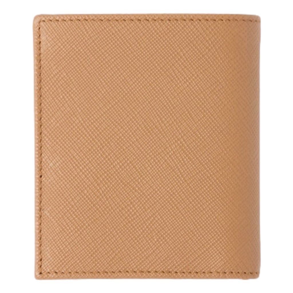 Prada Prada Caramel Saffiano Leather Silver Triangle Logo Bifold Card Holder Wallet - Image 6