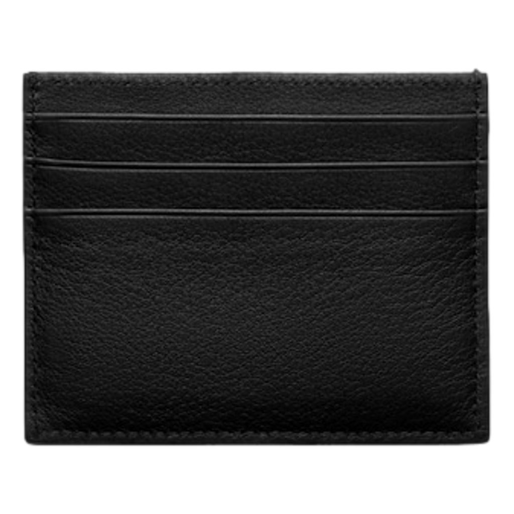 Prada Prada Black Soft Grain Leather Gold Embossed Logo Card Holder Wallet - Image 6