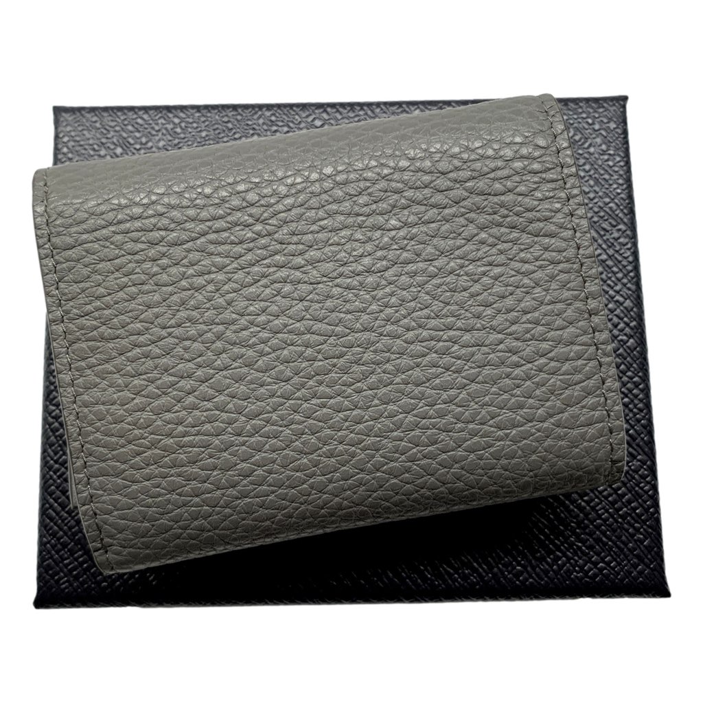 Prada Prada Marmo Marble Grey Vitello Daino Leather Silver Logo Trifold Wallet - Image 6