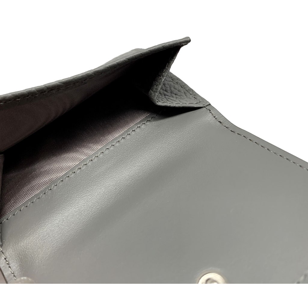 Prada Prada Marmo Marble Grey Vitello Daino Leather Silver Logo Trifold Wallet - 4