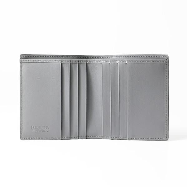 Prada Prada Marmo Marble Grey Vitello Daino Leather Silver Triangle Logo Bifold Wallet - 4