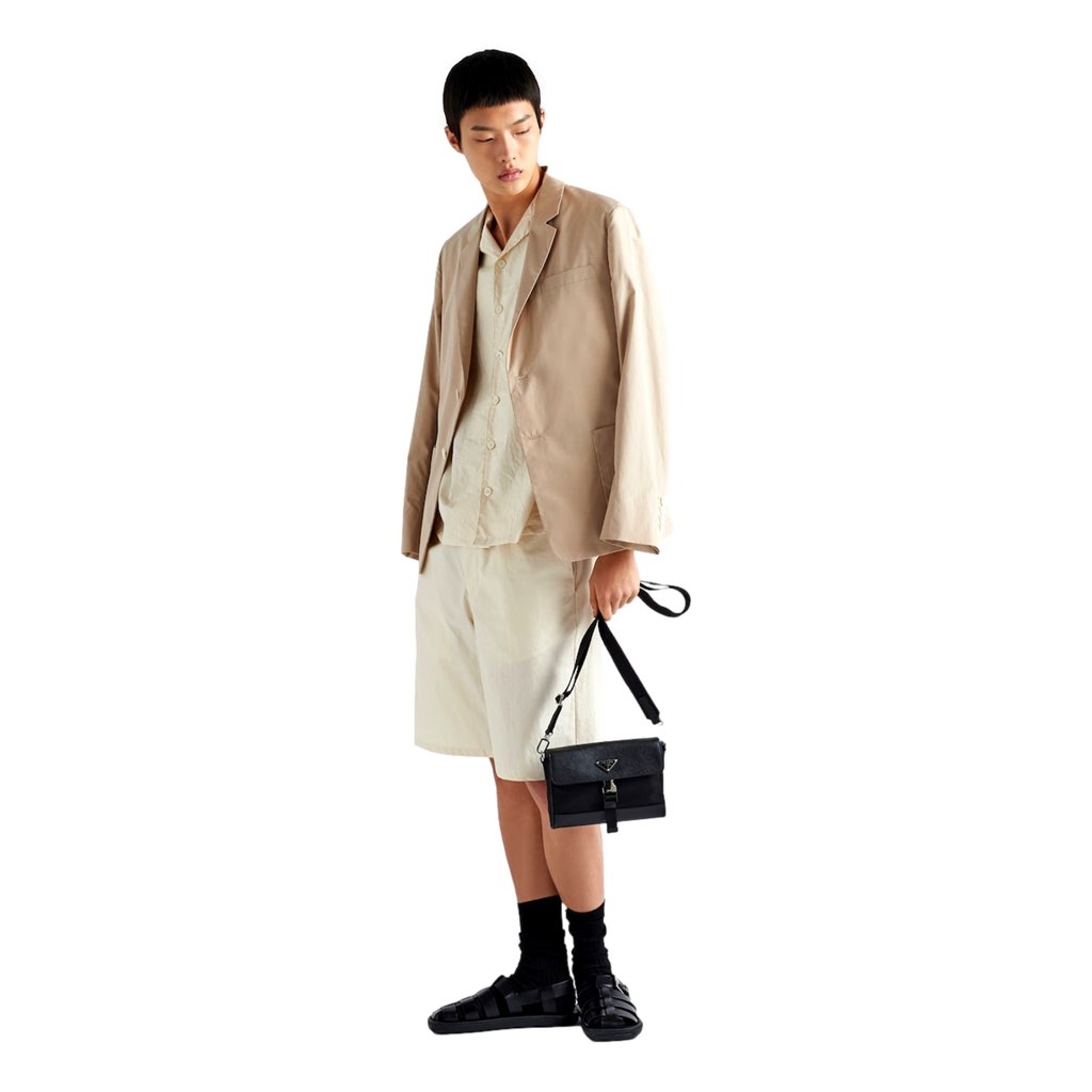 Prada Prada Nero Black Re-Nylon Saffiano Silver Triangle Logo Messenger Crossbody Bag - Image 10