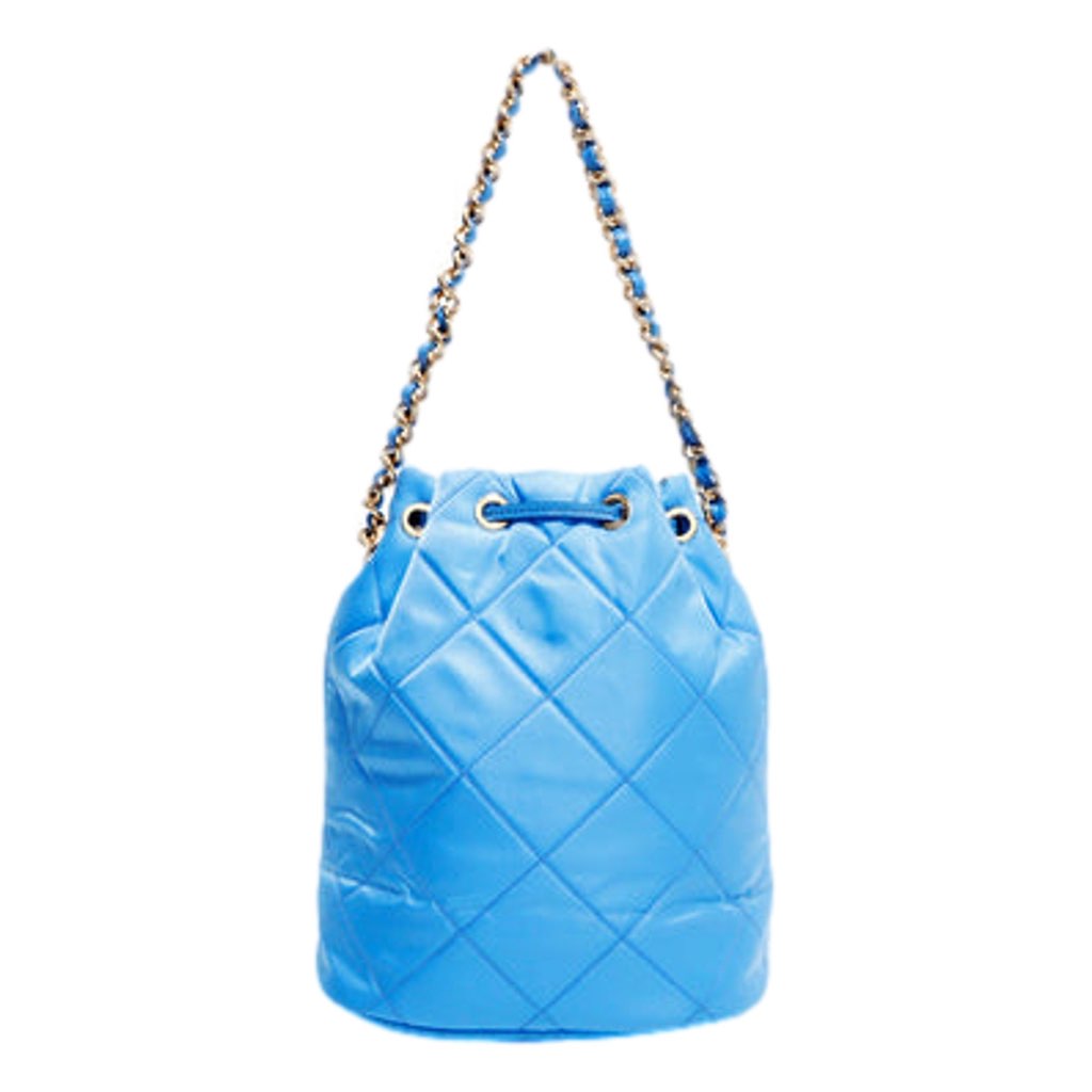 Prada Prada Tessuto Nylon Pervinca Blue Duet Drawstring Quilted Bucket Bag - Back view