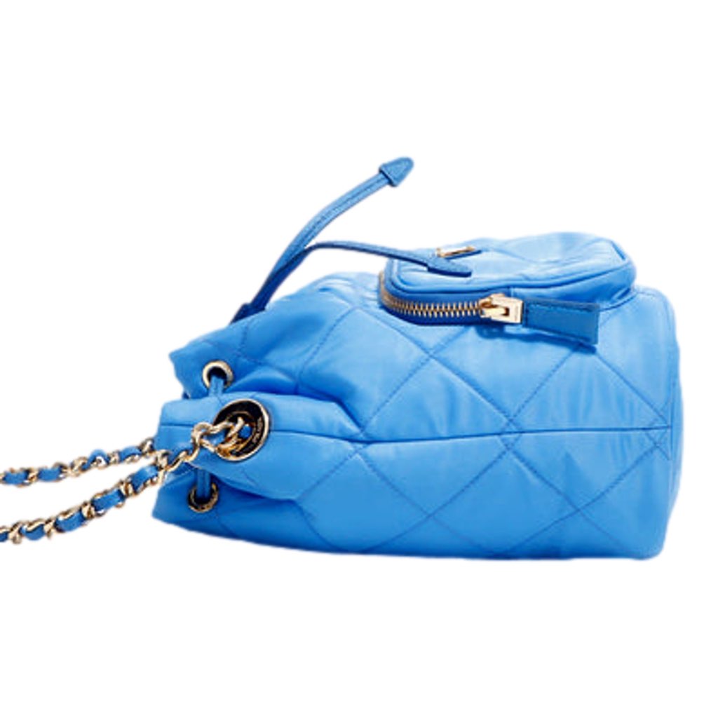 Prada Prada Tessuto Nylon Pervinca Blue Duet Drawstring Quilted Bucket Bag - Image 6