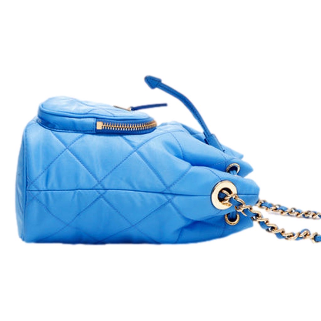 Prada Prada Tessuto Nylon Pervinca Blue Duet Drawstring Quilted Bucket Bag - 4