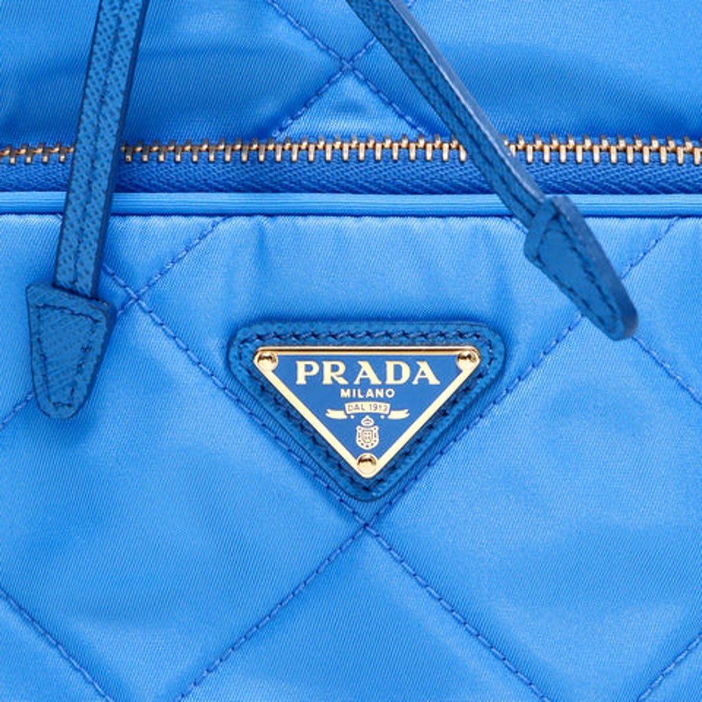 Prada Prada Tessuto Nylon Pervinca Blue Duet Drawstring Quilted Bucket Bag - Detail 1