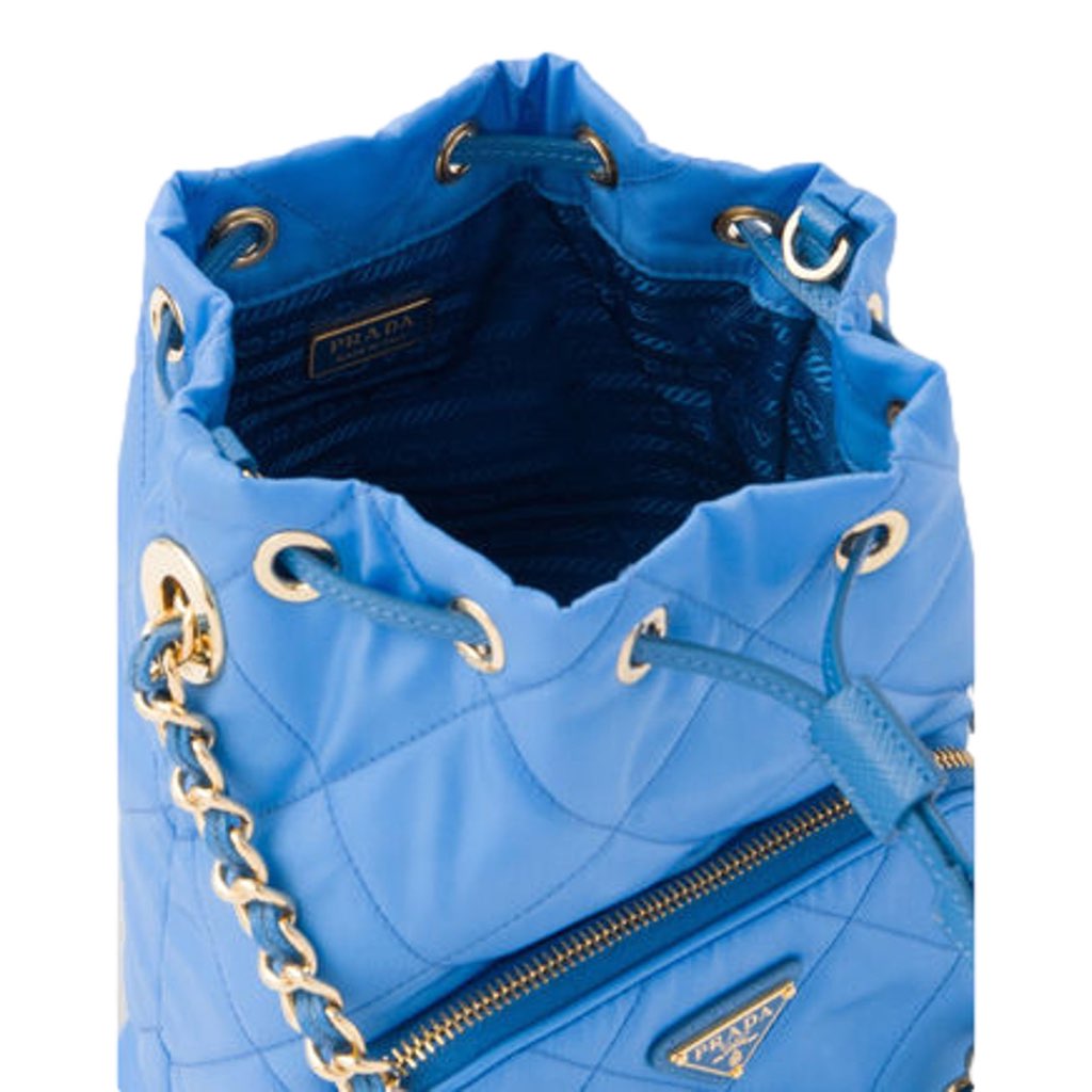 Prada Prada Tessuto Nylon Pervinca Blue Duet Drawstring Quilted Bucket Bag - Detail 2