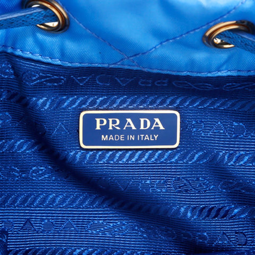 Prada Prada Tessuto Nylon Pervinca Blue Duet Drawstring Quilted Bucket Bag - Image 11