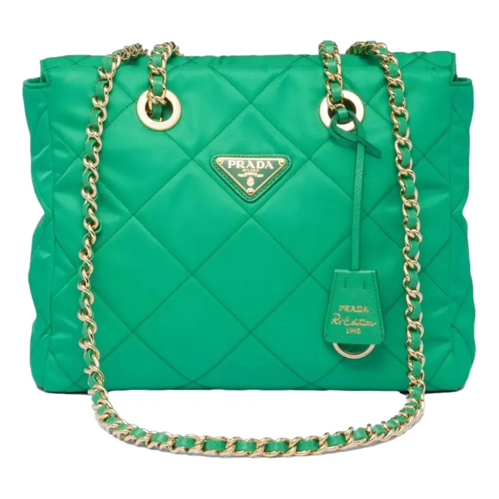 Prada Re-Edition Menta Green 1995 Chaîne Re-Nylon Tote Bag Green Never worn, with tag - Front View
