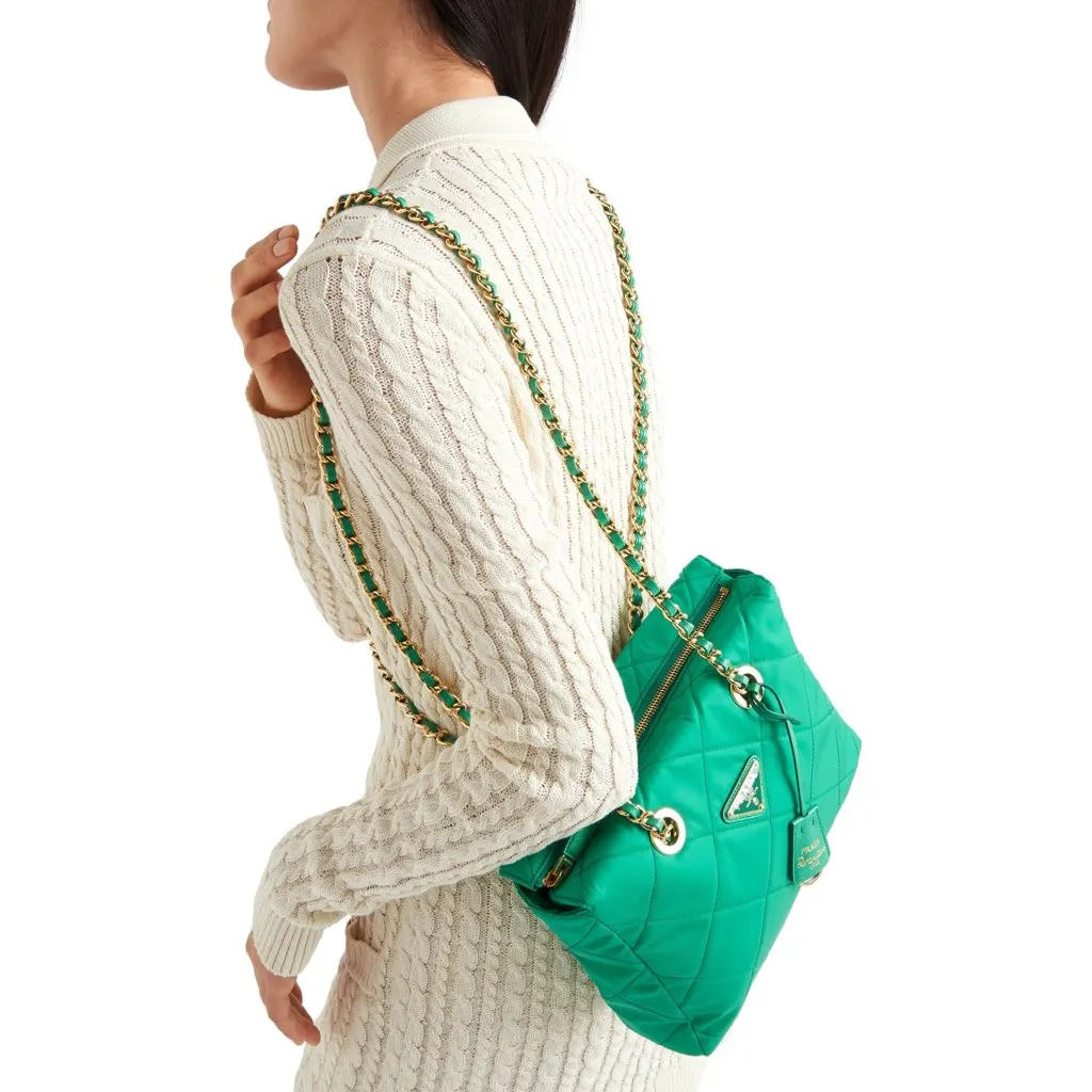 Prada Re-Edition Menta Green 1995 Cha√Æne Re-Nylon Tote Bag Green Never worn, with tag - Back View
