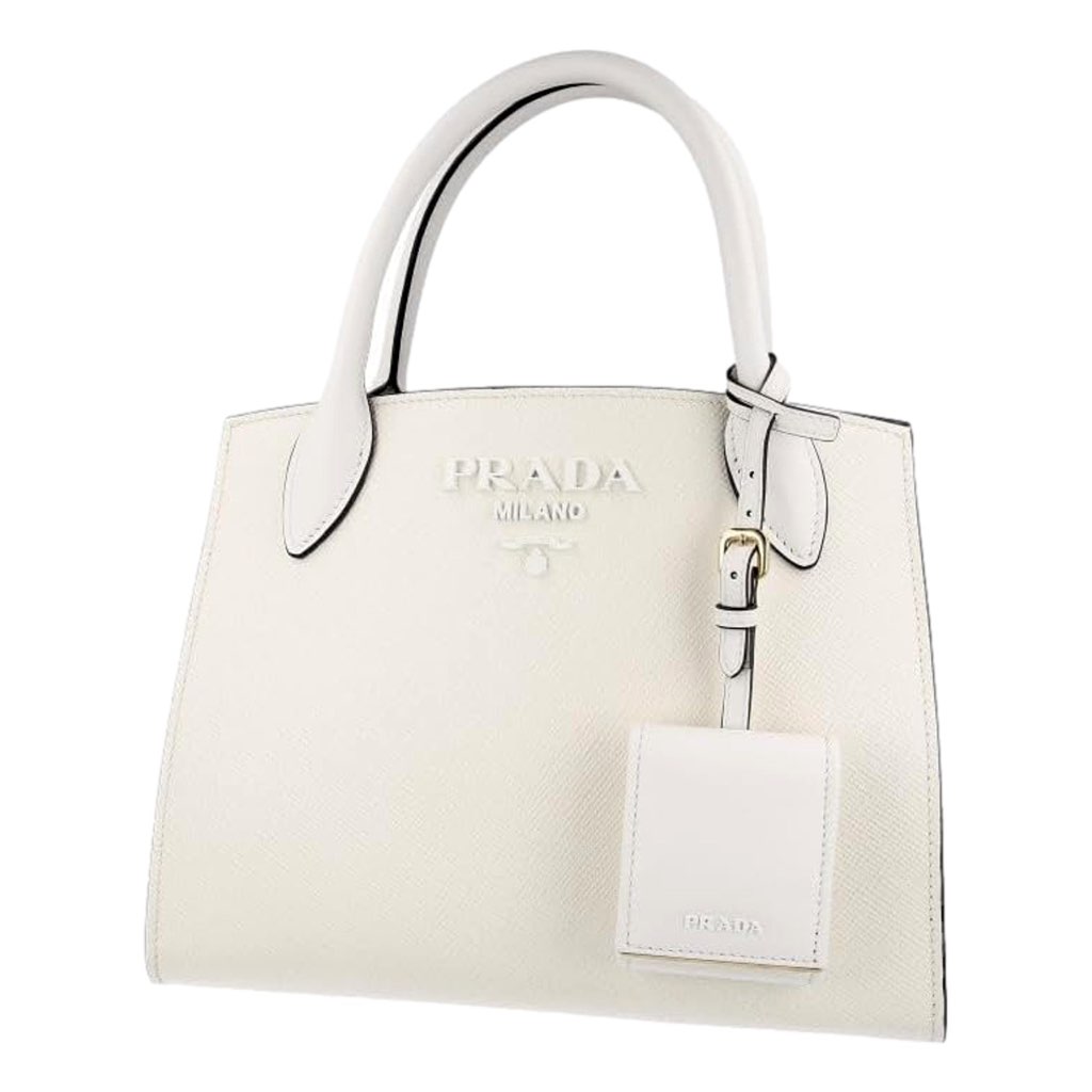 Prada Prada Saffiano Leather Monochrome Bianco White Top Handle Handbag
