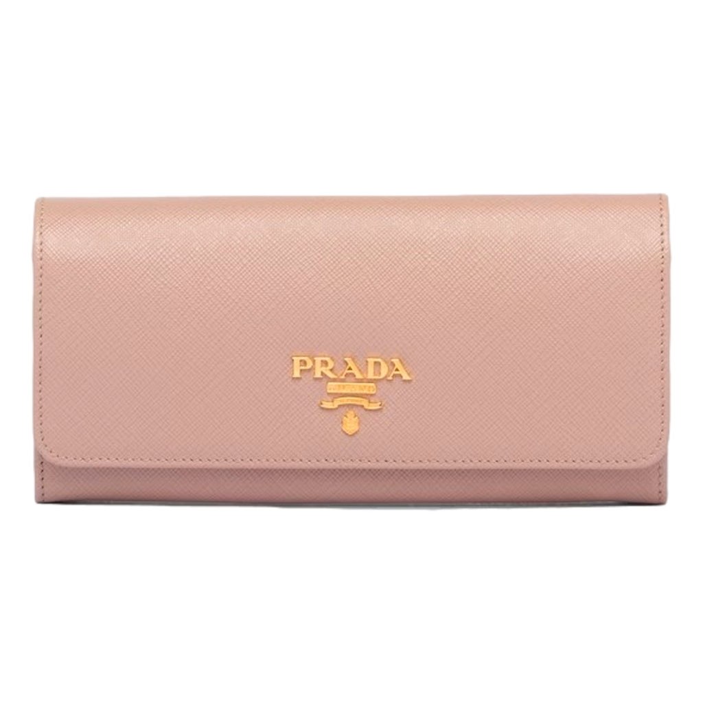 Prada Prada Saffiano Leather Sand Beige Rosso Red Multicolor Long Wallet with Zipper