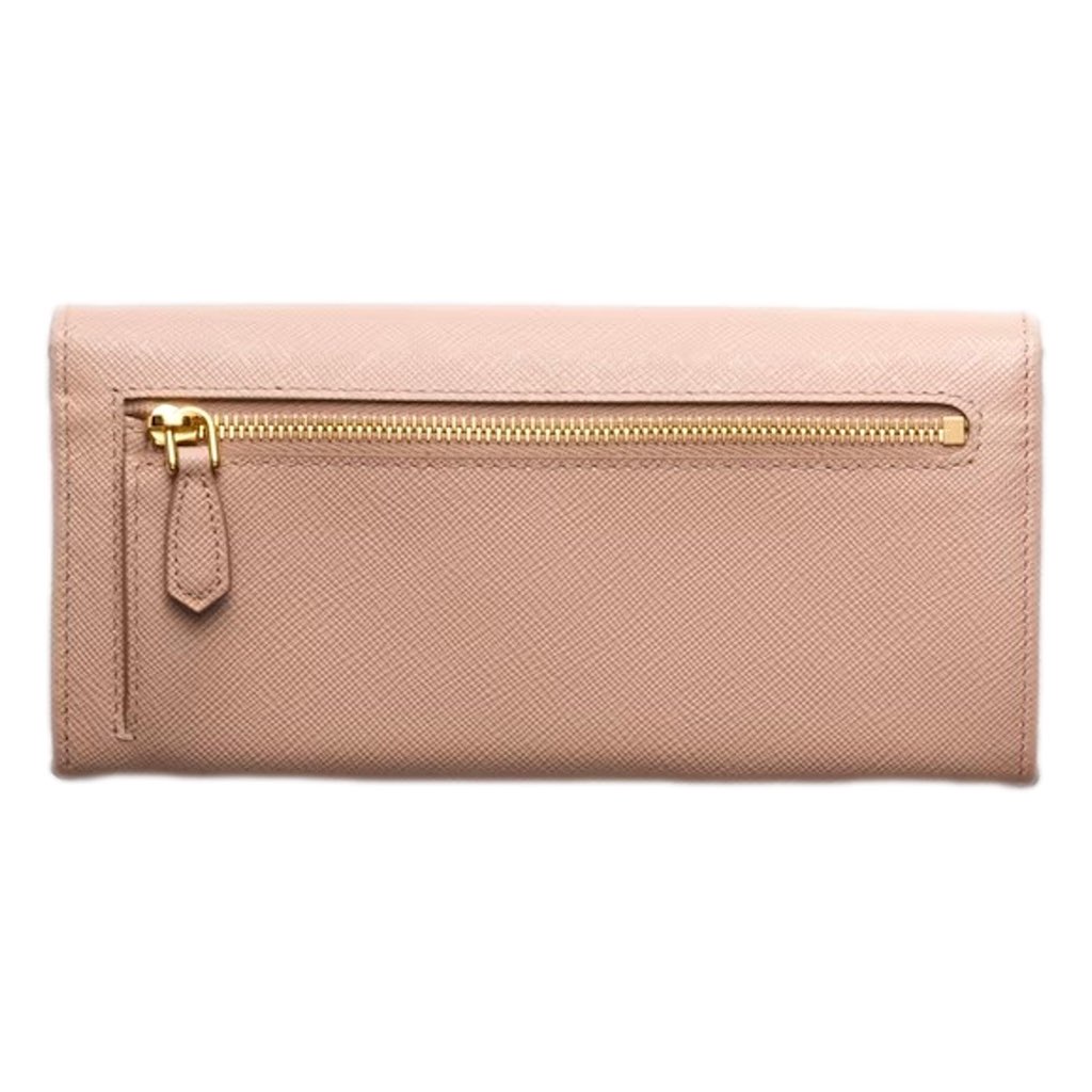 Prada Prada Saffiano Leather Sand Beige Rosso Red Multicolor Long Wallet with Zipper - Back view