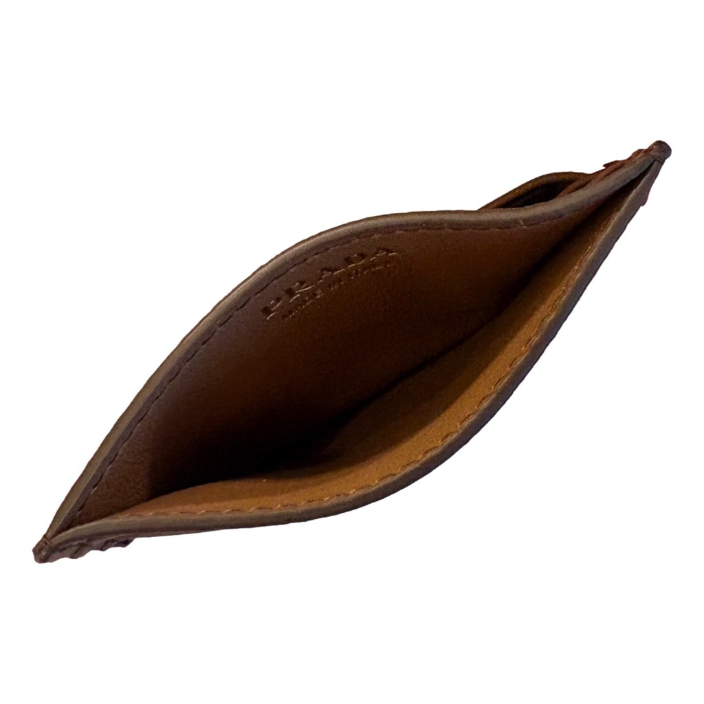 Prada Prada Caramel Soft Grain Leather Gold Embossed Logo Card Holder Wallet - Side view