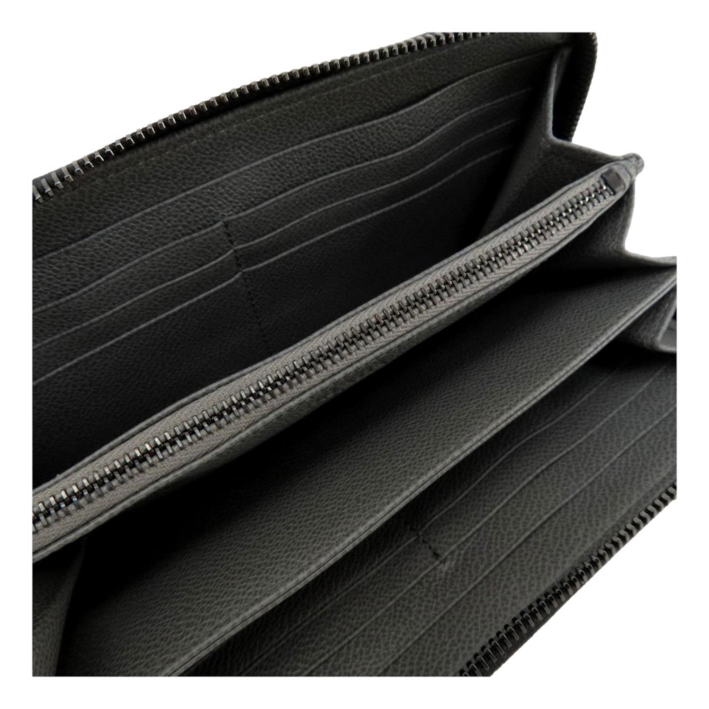 Prada Prada Vitello Grain Long Black and Grey Zip Around Continental Wallet - Side view